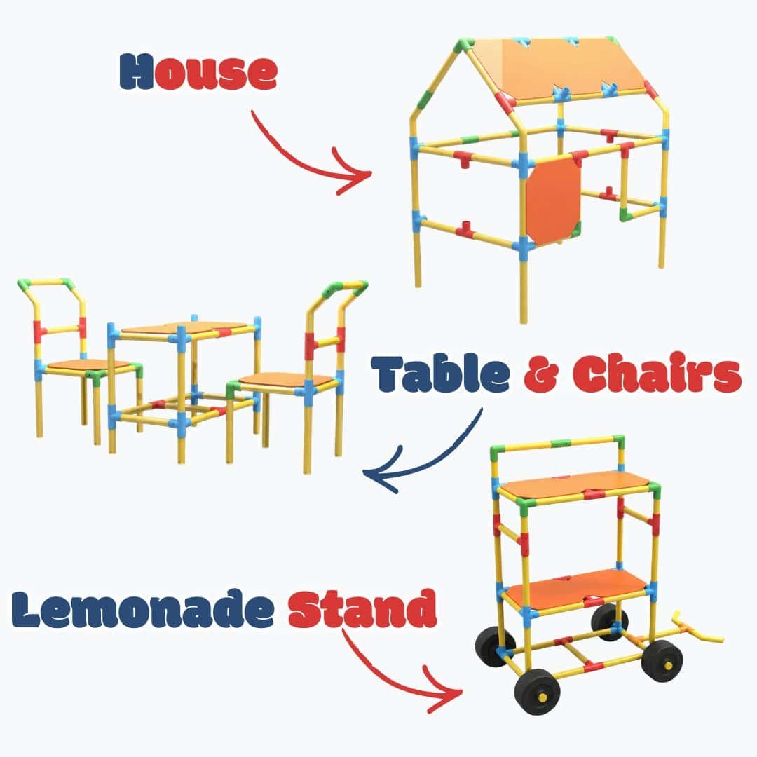 Colorful 220-piece Petra Play builder set for kids' creative play.