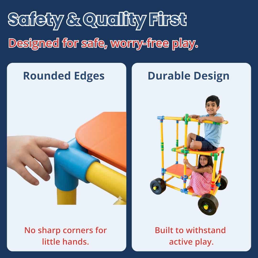 Colorful 220-piece Petra Play builder set for kids' creative play.