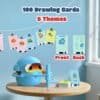Interactive drawing robot with 100 learning cards and 5 themes for kids' creative education.