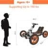 Off-road pedal car for kids, supports ages 6+ and up to 155 lbs.