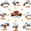 Electric ride-on vehicles for children, including Harley Motor, UAV, Tricycle, Go Kart, Scooter, Bus.