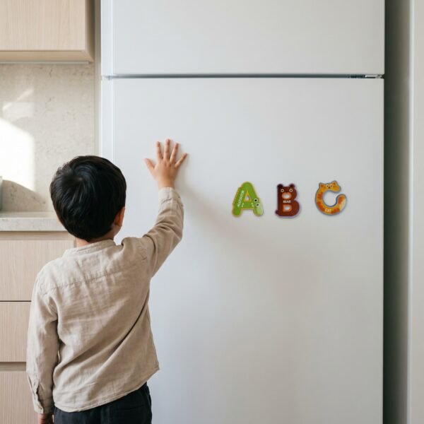 Animal Alphabet Magnets: on a fridge door at home Animal Alphabet Magnets: on a fridge door at home