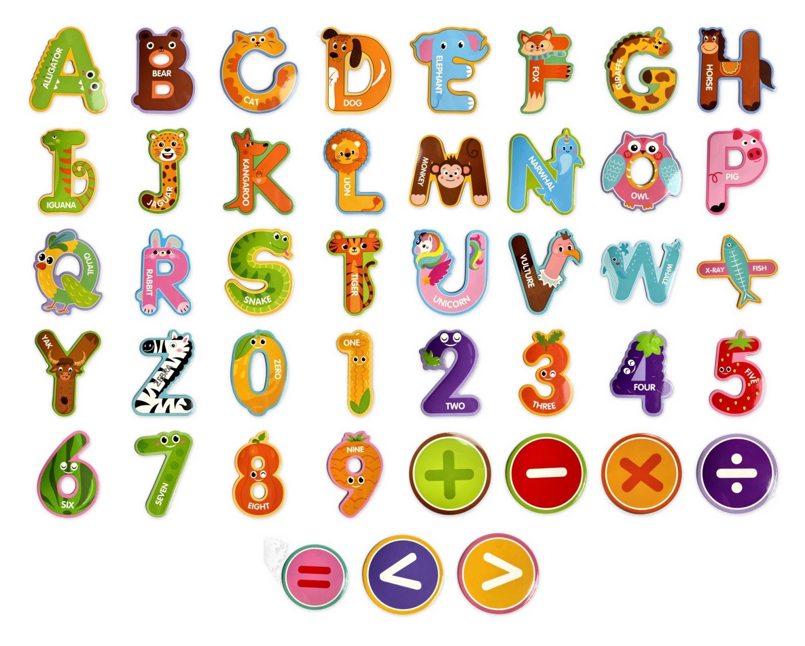 Every piece of the Animal Alphabet Magnets laid out