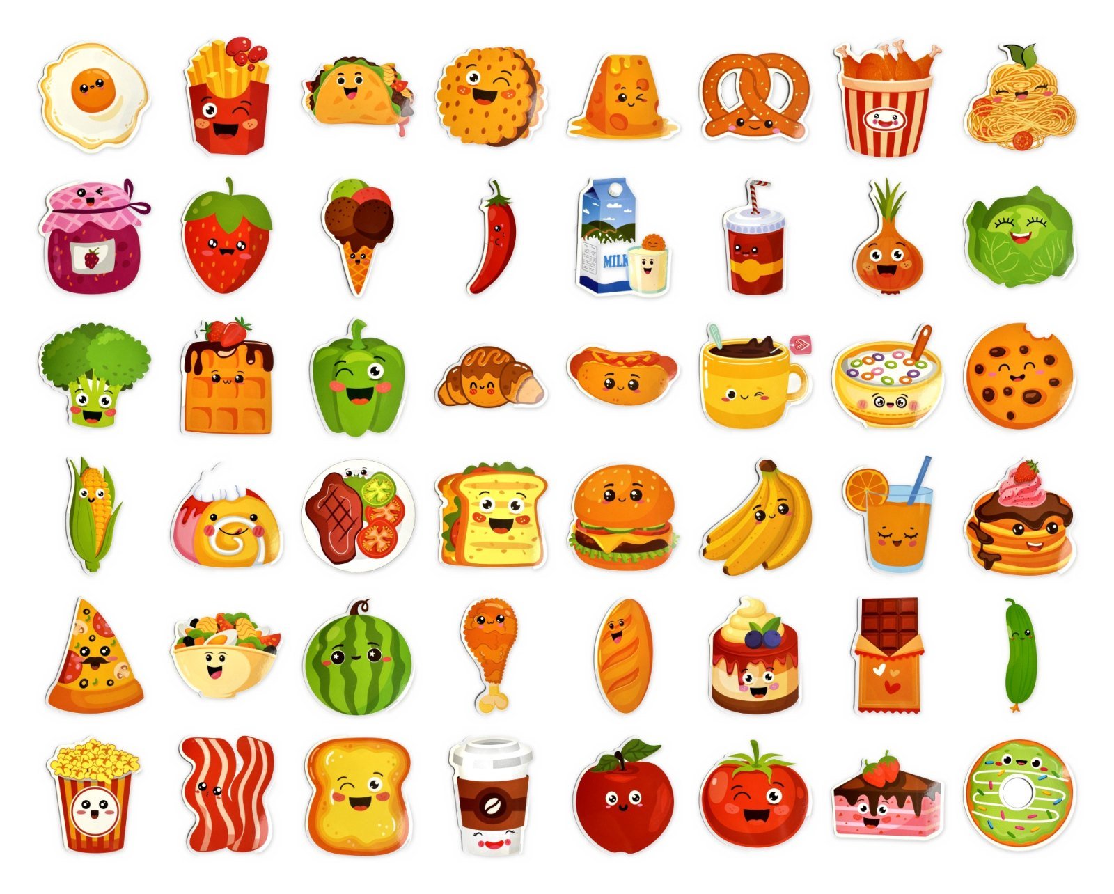 Every piece of the Food Magnets laid out