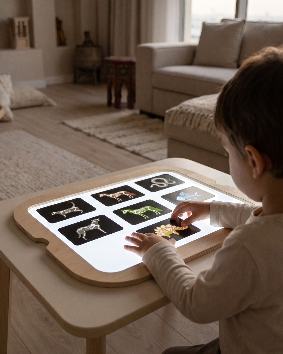 The Light Board & Picture Cards in use at home