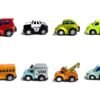 Twelve of the metal toy vehicles in two rows