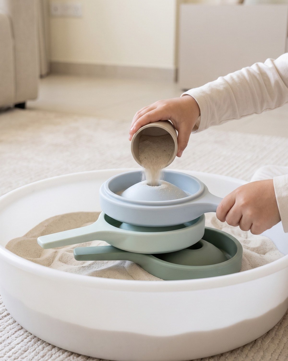 The Sensory Funnels Set in use at home