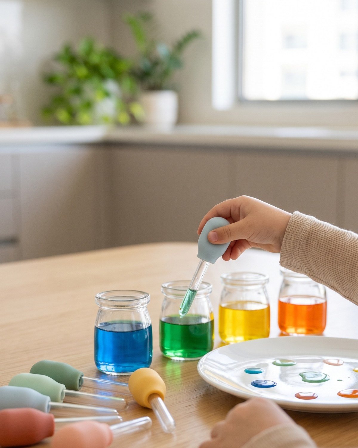 The Silicone Droppers Set in use at home
